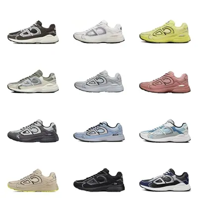 Grid of Dior-style low runners in grey, white, pink, blue and black colourways